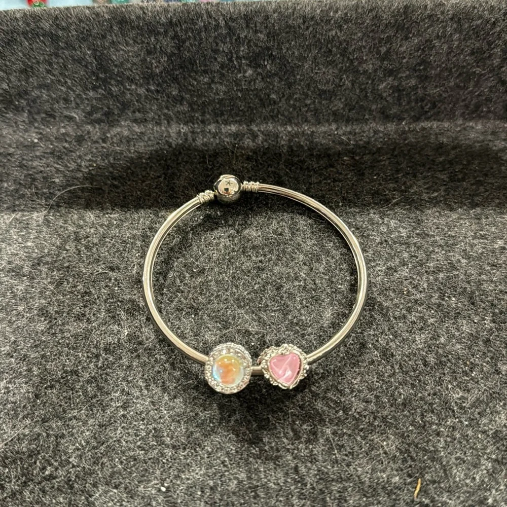 Silver Bangle With Charms - Picture 1 of 2